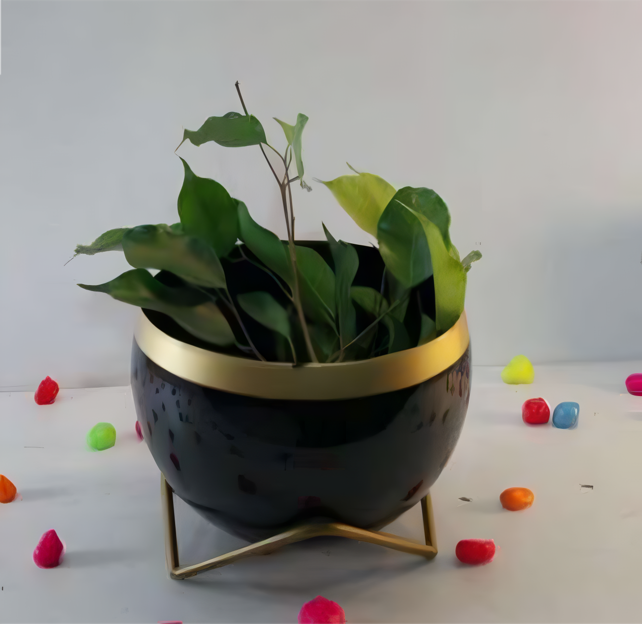 Round Patterned Metal Planter