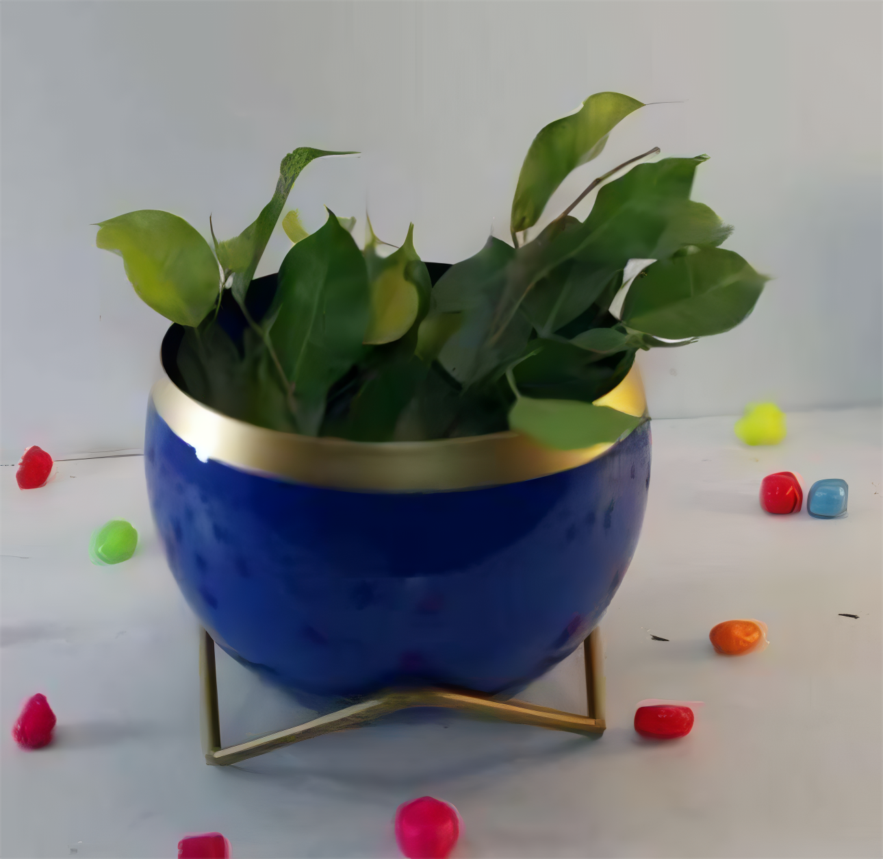 Round Patterned Metal Planter