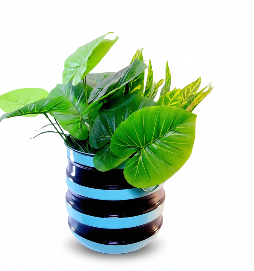 Bronze Concentric Band Pot – 13 Inch – Modern Decorative Planter
