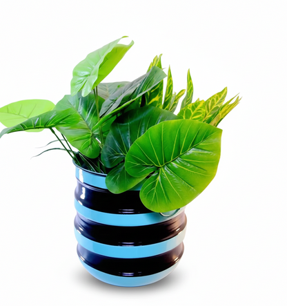 Bronze Concentric Band Pot – 13 Inch – Modern Decorative Planter