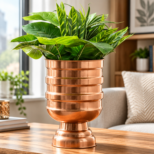 Ecliptic Banded 13 Inch Pedestal Table Planter