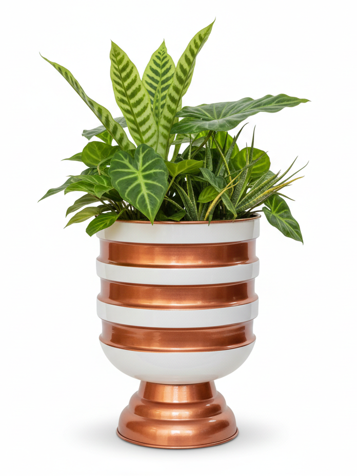 Ecliptic Banded 13 Inch Pedestal Table Planter