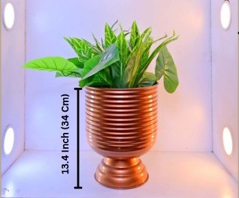 Unique Pedestal Stripe Planter – 13 Inch Tall – Modern Decorative Planter