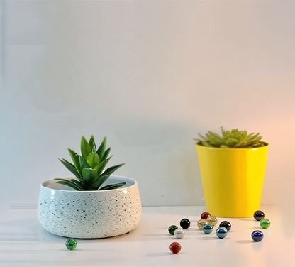 Wide Rim Round Stone-Finish Pot