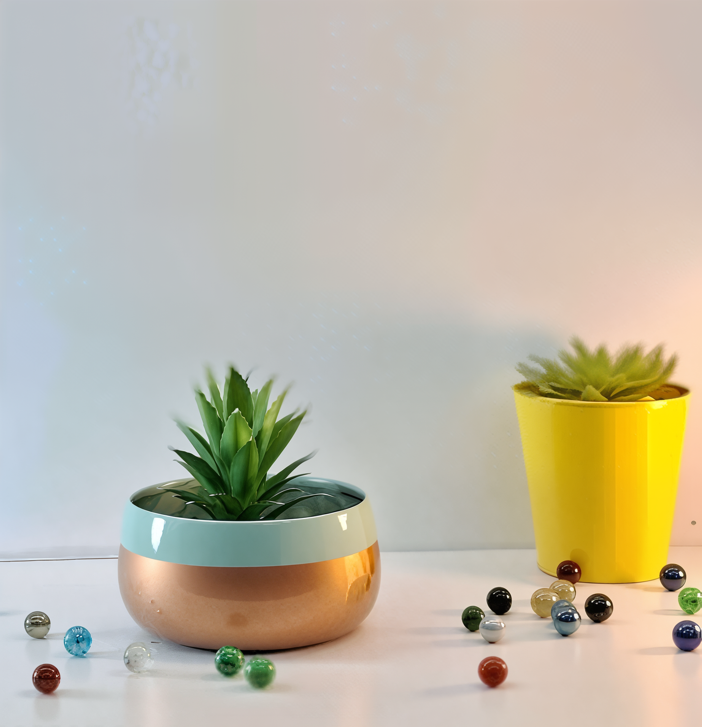 Wide Rim Round Stone-Finish Pot