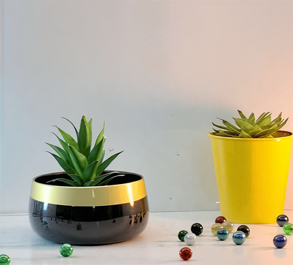 Wide Rim Round Stone-Finish Pot