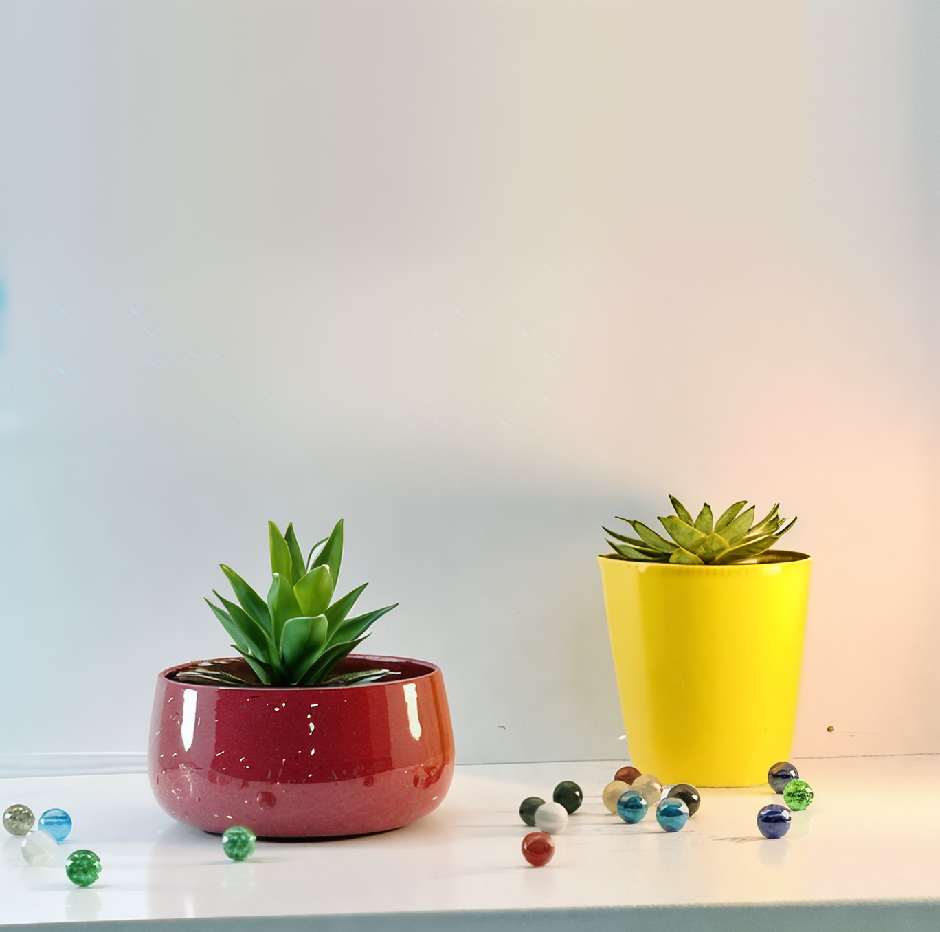 Wide Rim Round Stone-Finish Pot