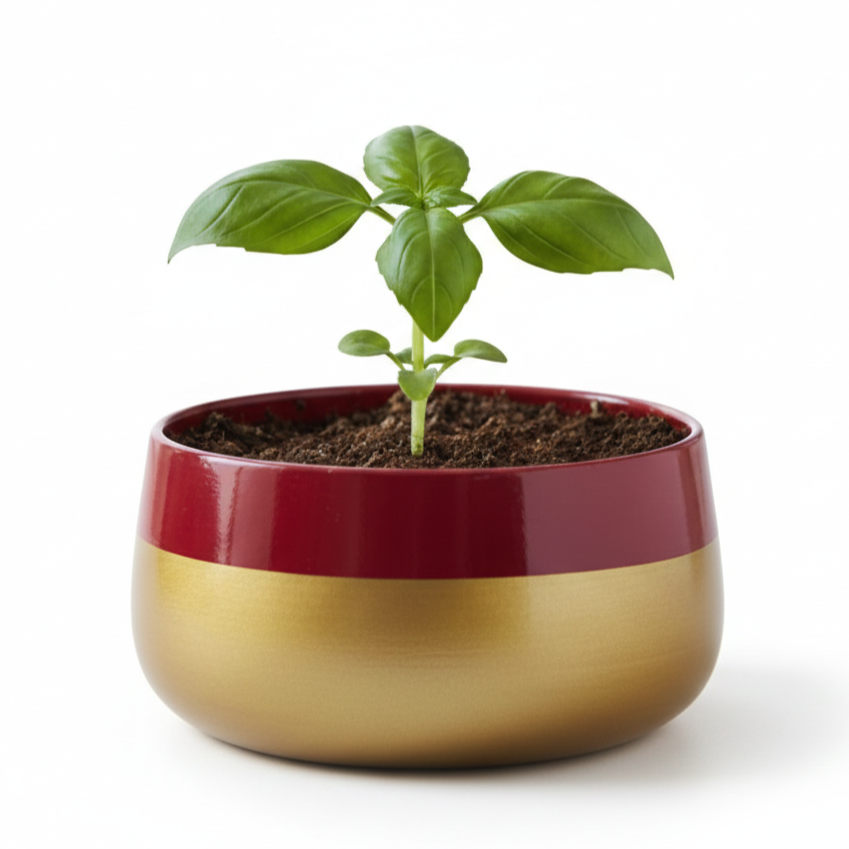 Wide Rim Round Stone-Finish Pot
