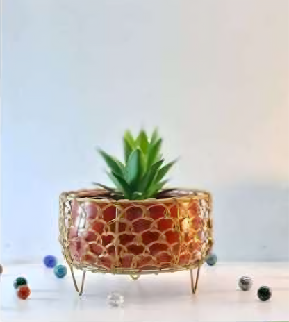Oval Cage Metal Planter