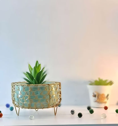 Oval Cage Metal Planter