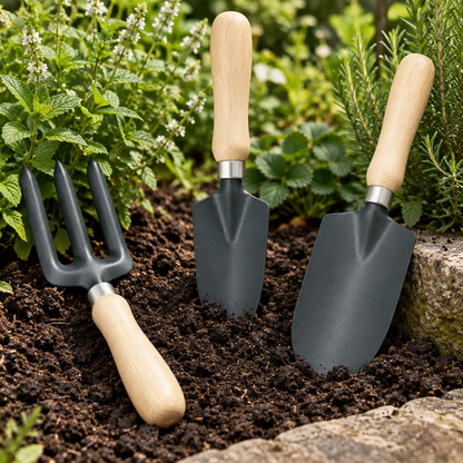 Wooden Handle Gardening Tools – 3 Piece Set