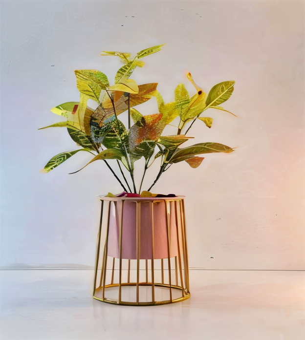 Caged Base Metal Planter – Cylinder Pot with Open Wire Stand