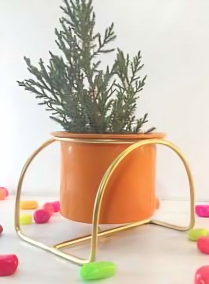 Modern Arch Metal Planter Stand with Pot