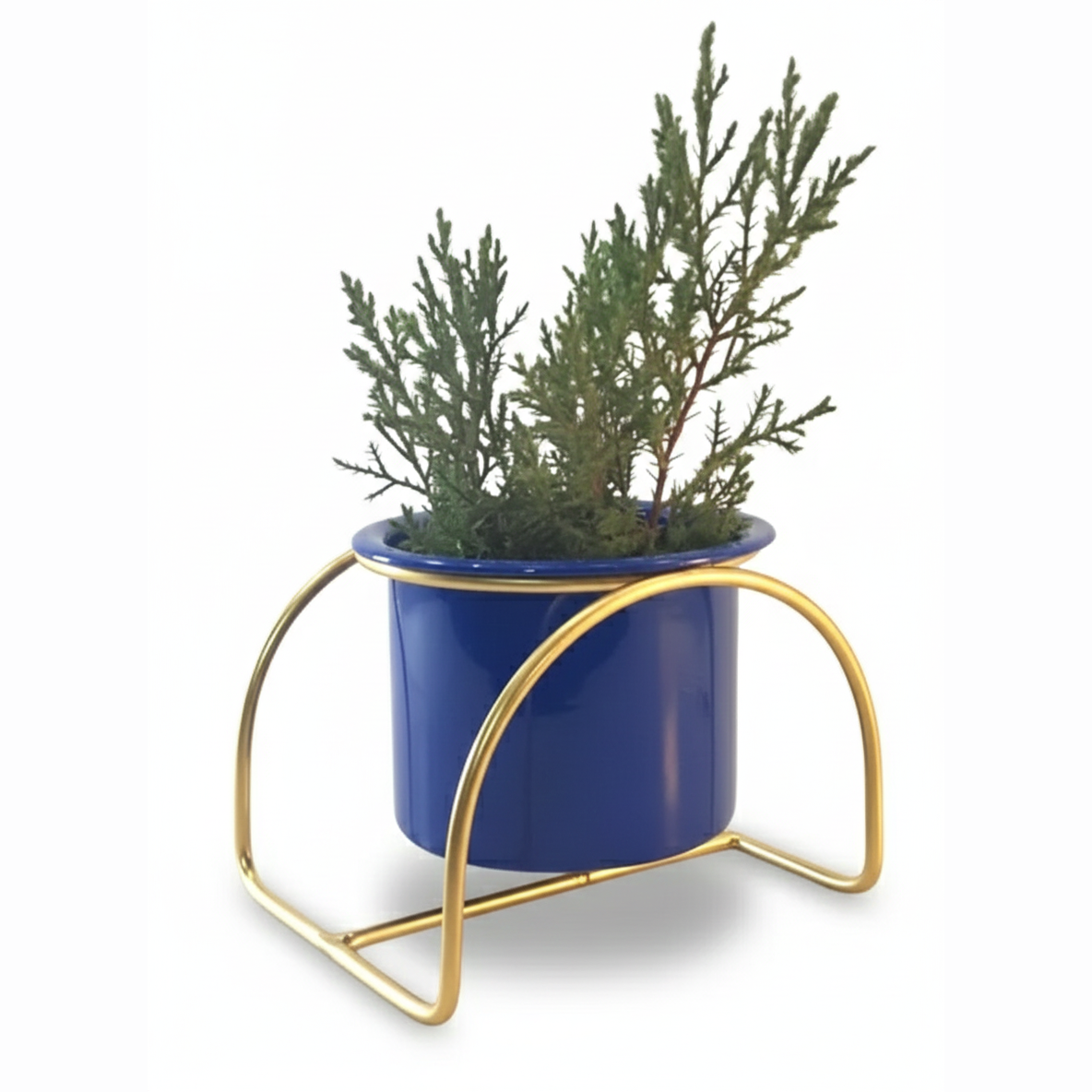 Modern Arch Metal Planter Stand with Pot