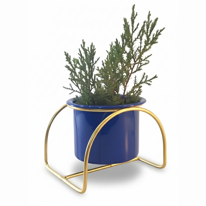 Modern Arch Metal Planter Stand with Pot