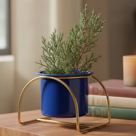 Modern Arch Metal Planter Stand with Pot