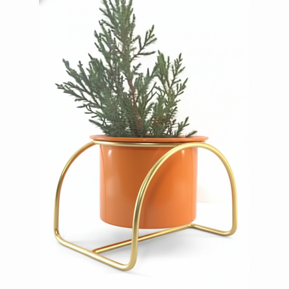 Modern Arch Metal Planter Stand with Pot
