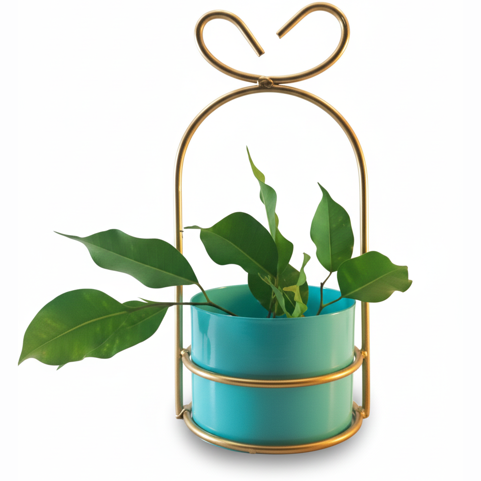 Heart-Loop Metal Planter with Gold Frame