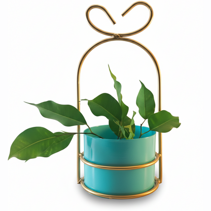 Heart-Loop Metal Planter with Gold Frame