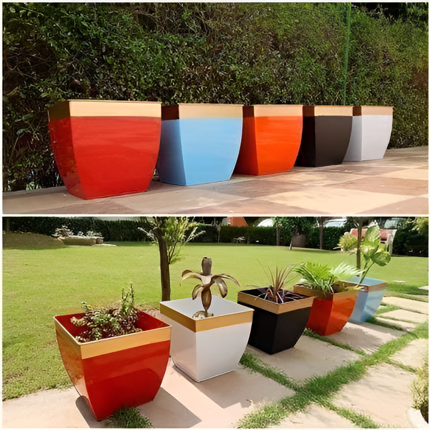 Glossy Dual-Tone Square Planter