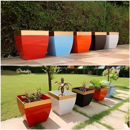 Glossy Dual-Tone Square Planter