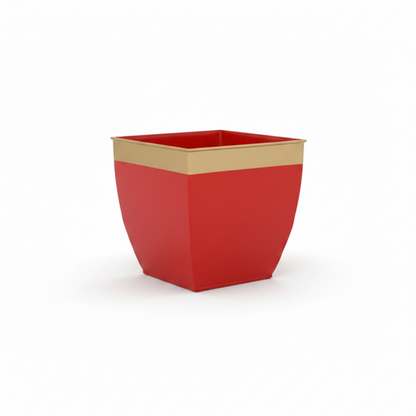 Five colorful planters with a white background