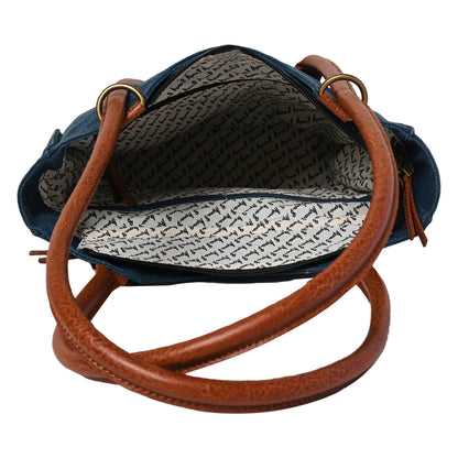 Artaflora – Two in One Convertible Handbag: Denim