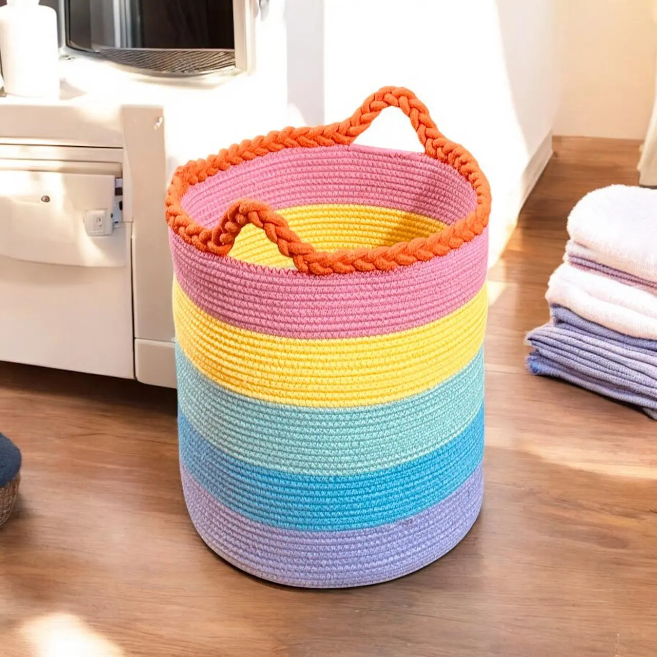 Lightweight Braided Cotton Rope Storage Basket