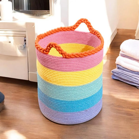 Lightweight Braided Cotton Rope Storage Basket