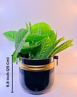 Cylinder Stripe Planter – 9.84″ Modern Home Decor – Decorative Indoor Planter