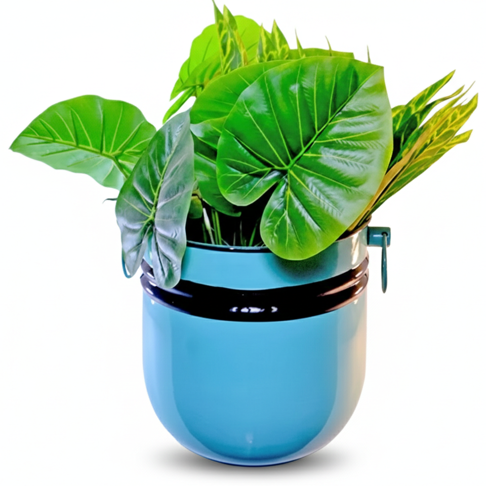 Cylinder Stripe Planter – 9.84″ Modern Home Decor – Decorative Indoor Planter