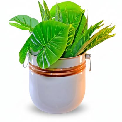 Cylinder Stripe Planter – 9.84″ Modern Home Decor – Decorative Indoor Planter