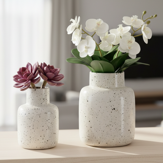 Floral Jar-Shaped Metal Planter Set – Big & Small