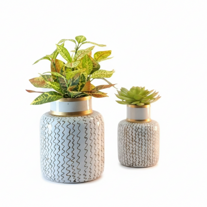 Floral Jar-Shaped Metal Planter Set – Big & Small