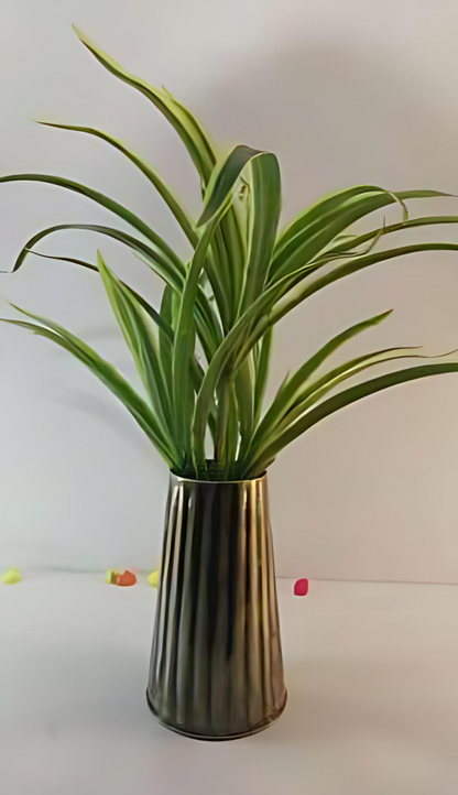 Metal Cone Pot – Vertical Ribbed Finish