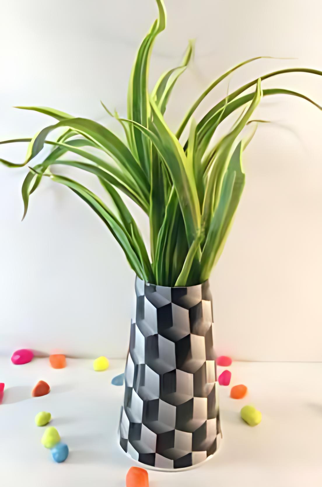 Metal Cone Pot – Vertical Ribbed Finish