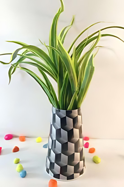 Metal Cone Pot – Vertical Ribbed Finish