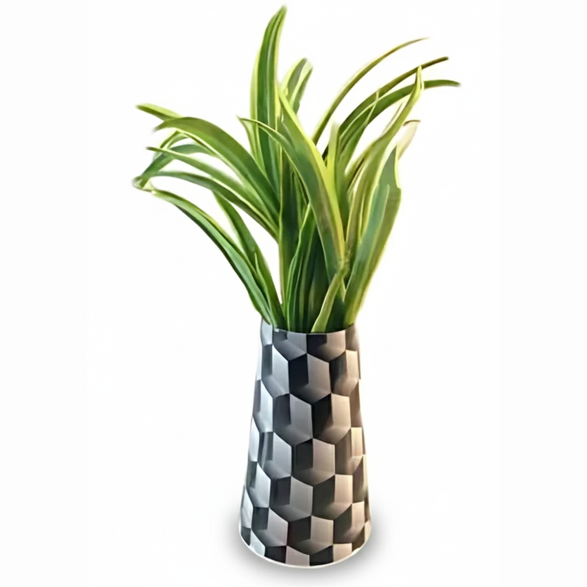 Metal Cone Pot – Vertical Ribbed Finish