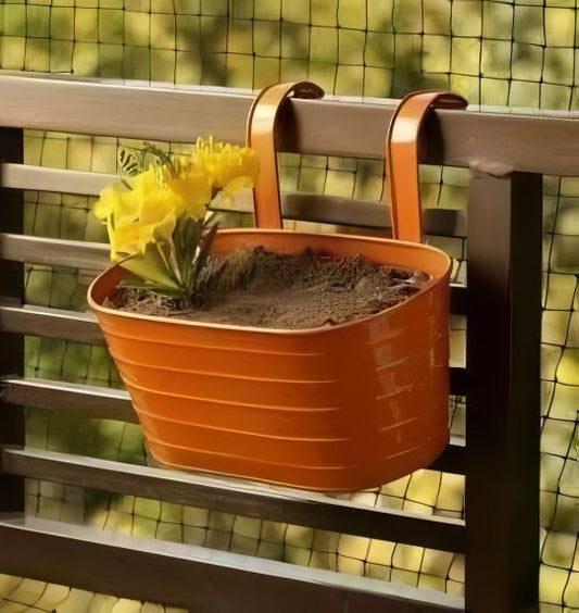 Curved Metal Railing Hanging Planter