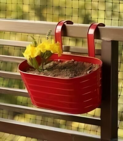 Curved Metal Railing Hanging Planter
