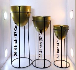 Modern Plant Stands with Round Pots – Set of 3 Decorative Planters