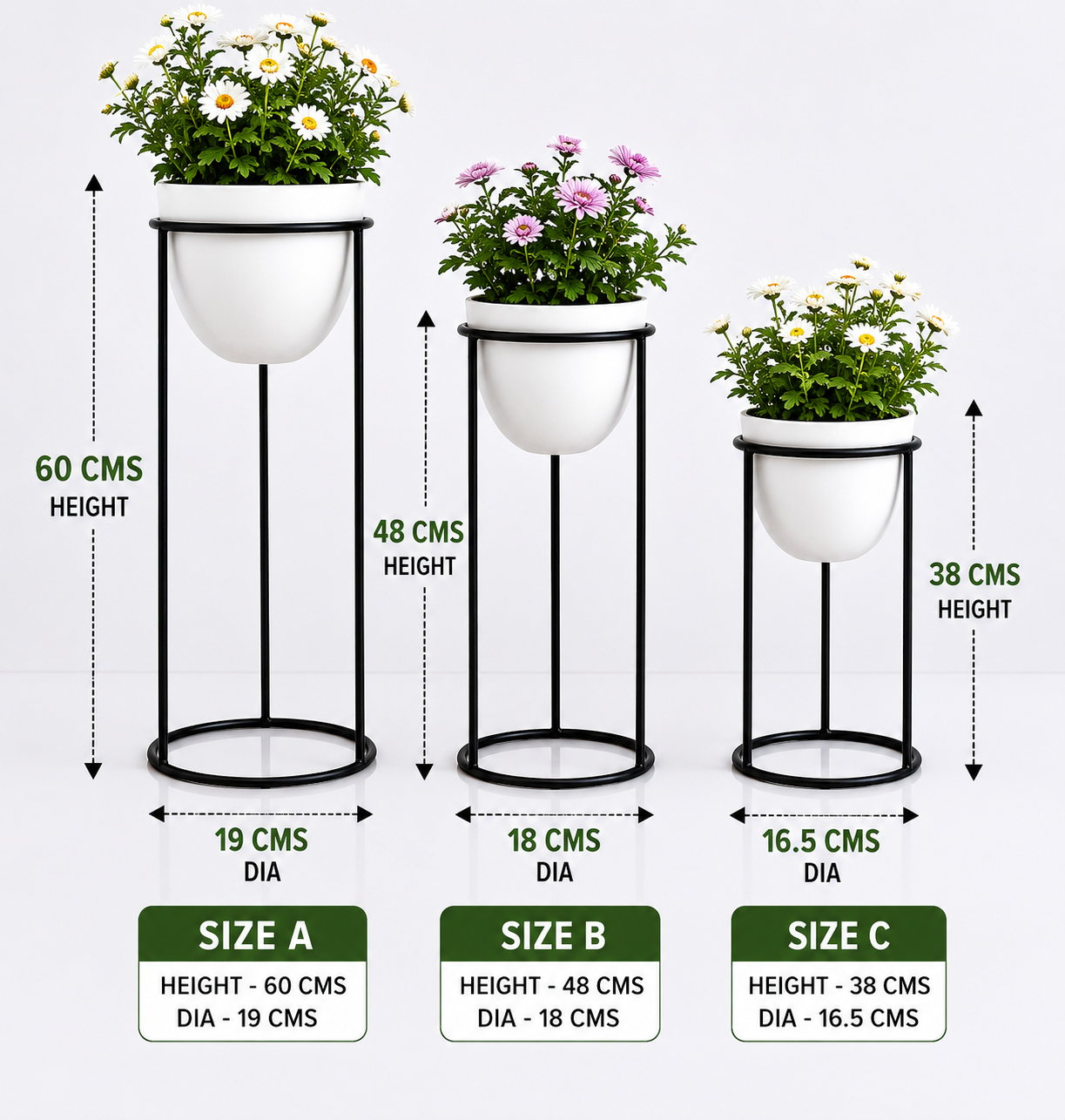 Modern Plant Stands Round Pots Set of 3 Planters