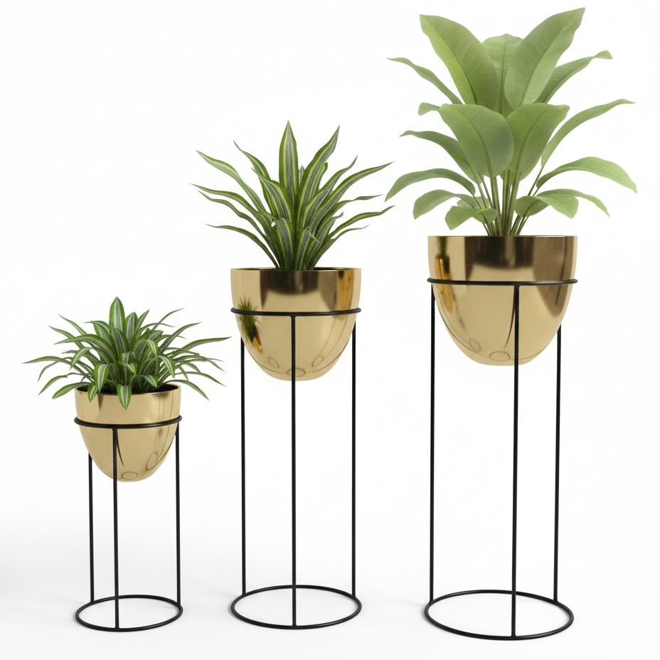 Modern Plant Stands Round Pots Set of 3 Planters