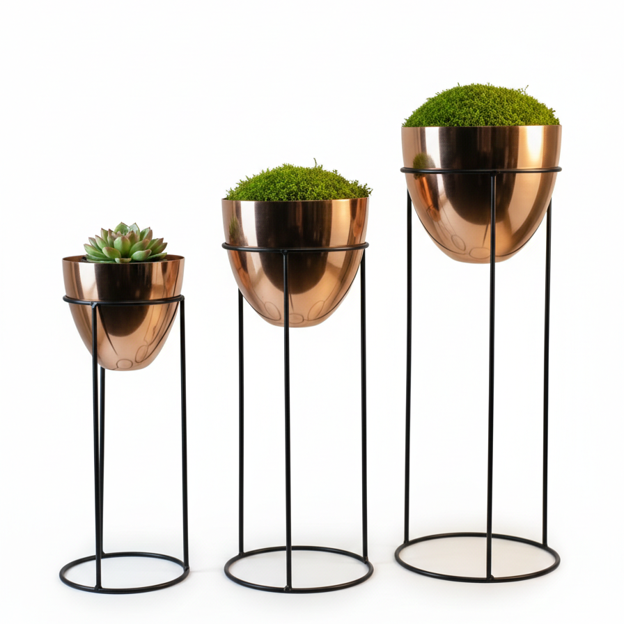 Modern Plant Stands Round Pots Set of 3 Planters