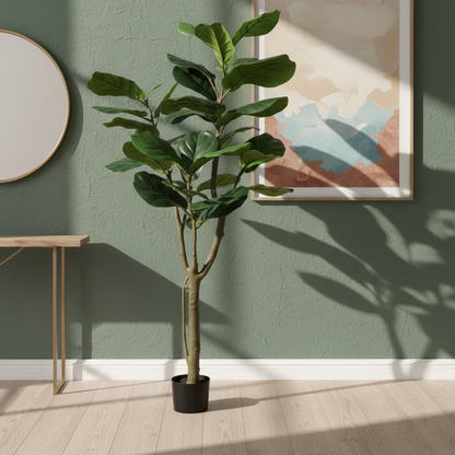 Fiddle Leaf Fig Faux Plant 59″ – Elegant Statement Piece for Home & Office