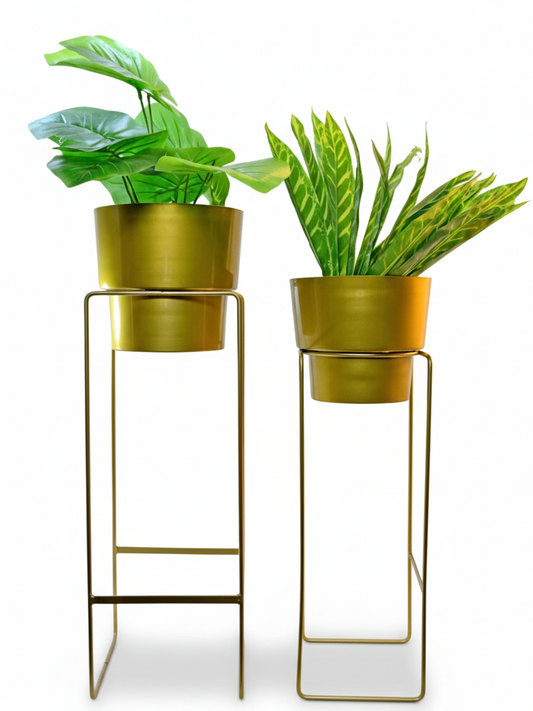 Rose Gold Metal Planter Set – Stylish Set of 2
