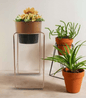 Copper/Silver Finish Metal Planter with Stand
