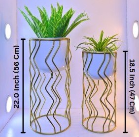 Wavy Metal Planter Set – Set of 2 Modern Decorative Planters