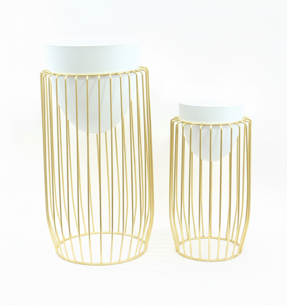 Rose Gold Metal Cage Planters Set of 2 Modern