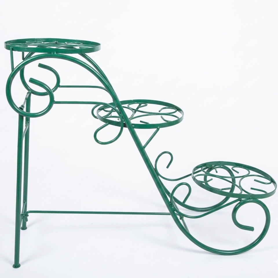 Spiral Step 3-Pot Iron Plant Stand